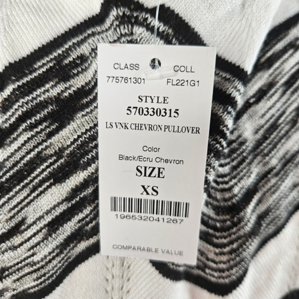 WHBM Chevron Pullover‎ Sweater V-Neck Long Sleeve Knit Top XS - Picture 3 of 8